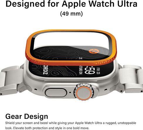 لساعة Apple Watch Ultra 2/واقي شاشة Ultra 49 مم (2023/2022)، حماية من الدرجة العسكرية، قطعتان من واقي الزجاج المقوى بإطار متين، احتفظ بالأصل، سلسلة Armorite، تيتانيوم (تيتانيوم | معزز) in Kuwait