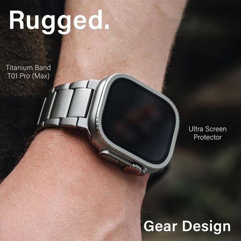 لساعة Apple Watch Ultra 2/واقي شاشة Ultra 49 مم (2023/2022)، حماية من الدرجة العسكرية، قطعتان من واقي الزجاج المقوى بإطار متين، احتفظ بالأصل، سلسلة Armorite، تيتانيوم (تيتانيوم | معزز) in Kuwait