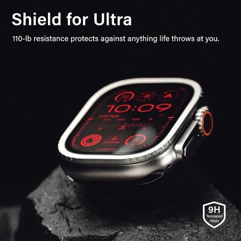 لساعة Apple Watch Ultra 2/واقي شاشة Ultra 49 مم (2023/2022)، حماية من الدرجة العسكرية، قطعتان من واقي الزجاج المقوى بإطار متين، احتفظ بالأصل، سلسلة Armorite، تيتانيوم (تيتانيوم | معزز) in Kuwait