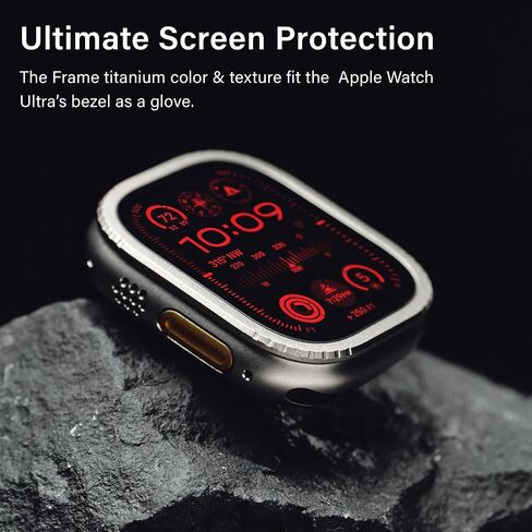 لساعة Apple Watch Ultra 2/واقي شاشة Ultra 49 مم (2023/2022)، حماية من الدرجة العسكرية، قطعتان من واقي الزجاج المقوى بإطار متين، احتفظ بالأصل، سلسلة Armorite، تيتانيوم (تيتانيوم | معزز) in Kuwait