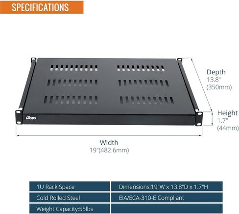 رف رف منزلق 1U، رف خادم بعمق قابل للتعديل 12.6-20.2 بوصة، رف خادم 4 أعمدة 19 بوصة بسعة وزن 55 رطلًا لأجهزة التوجيه ولوحات المفاتيح وأجهزة الكمبيوتر in Kuwait