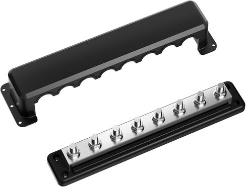 600A High Current Busbar 12-48V DC Heavy-Duty Nickel-Plated Copper Power Distribution Block 8xM10 (3/8") Terminal Studs with Cover Battery Bus Bar for Automobiles Boat RV Truck (Red) in Kuwait