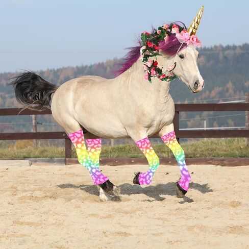 6 PCS Horse Bling Accessory Costume for Horses to Wear with Unicorn Horn Headband Spiral Horns Artificial Rose Flower Vine Warmers and Horse Hair Clips for Christmas Party Decorations (Style 2) in Saudi Arabia
