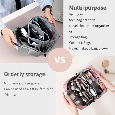 Portable tech pouch for travel, Electronic Organizer Accessory for travel essentials，travel Cable organizer pouch with Handle，Tech organizer bag with zipper (Black) in Saudi Arabia