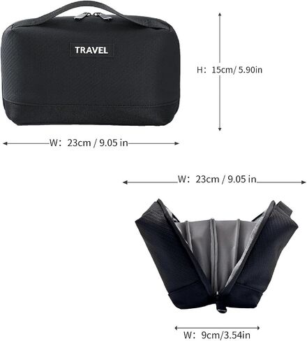 Portable tech pouch for travel, Electronic Organizer Accessory for travel essentials，travel Cable organizer pouch with Handle，Tech organizer bag with zipper (Black) in Saudi Arabia
