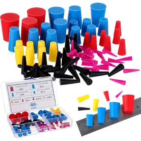 250 Pcs 8 Sizes Silicone Rubber Tapered Plug Kit Powder Coating Kit Sizes 1/32" to 1" Portable Air Conditioner Drain Tapered Stoppers for Powder Coating, Painting, Ceramic Coating Supplies