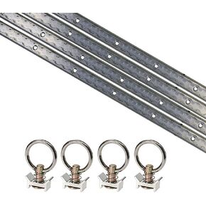 US Cargo Control 6 Piece Aluminum L-Track Tie Down System, Includes L-Track Rails and Single Stud Fittings for Easy Installation, Versatile Trailer Tie Down System for Motorcycles, ATVs and More
