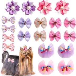 20pcs Small Dog Hair Bows, Colorful Puppy Hair Bows Multiple Styles Dog Hair Bows Dog Hair Accessories for Party Festival Picnic Pet Girl Dog