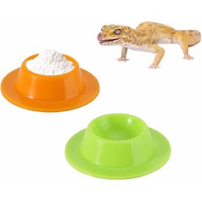 2 Pack Gecko Calcium Dish for Leopard Geckos Small Reptiles, Gecko Food Dish and Water Feeding Bowl, Reptile Feeding Food Cups, Gecko Calcium Powder Food Bowl for Reptile Enclosure Accessories