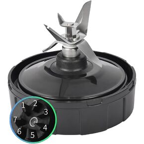 for Ninja Blade Replacement for Ninja Blending Blade Plastic Metal Black 1000W 1500W Blender Juicer Replacement Extractor Bottom Blade Assembly With 7 Fins