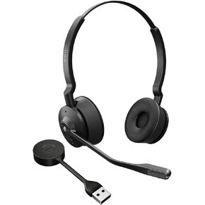 Jabra Engage 55 SE (Second Edition) Dual-Ear Wireless Headset w/Link 400 USB-A DECT Adapter – Noise-Cancelling Microphone, Extensive Range – MS Teams Certified, Works with All Other Platforms, Black