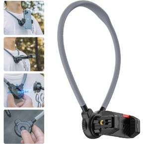 SOH Magnetic Neck Mount for Phone, Neck Cell Phone Holder POV/Vlog Selfie Mount Hand Free Adjustable Phone Neck Holder Chest Stand Strap Video Recording for iPhone 16 15 14 13 12 Seires Android Phones