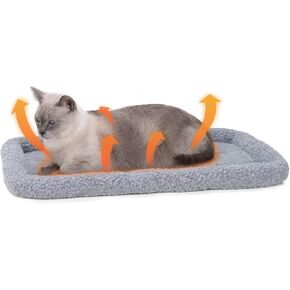 Plush Cat Bed Mat 13.8" x 17.7" Pet Cushion with Pillow Around for Puppy Curling Sleep Cat Pad for Cat House/Window Sill Perches Dog Self-Warm Bed, Antiskid Bottom, Medium