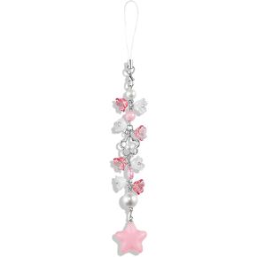 Mabor Aesthetic Y2K Pink Phone Charm Cute Cell Phone Charms Star Heart Phone Straps Charms Y2K Accessories Lanyard String for Women Phone Bag Keychain Camera Pendants Decor