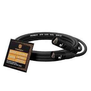 PRORECK SFTP CAT6 Dual Shielded Ethernet Cable with EtherCON RJ45 Connectors,300ft, High-Speed, Ideal for Pro Sound Systems, Studio, and Live Performances (PR-C6B-300)