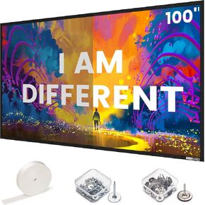 ALR Projector Screen for Standard Throw- Wall Mounted - TGL-100-A High Contrast 70% ALR High Brightness 2.7X Gain - 100 inch 16:9 Gray Screen - by SilverMagic