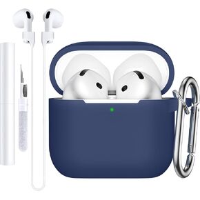 Charlam Compatible with AirPods 4 Case(2024), Soft Silicone Protective Cover for Apple AirPods 4 Case with Keychain, Cleaning Kit & Anti-Loss Strap, AirPods 4th Generation Case for Women Men,Rose Pink