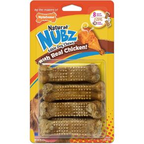 Nylabone Nubz Natural Edible Chew Treats for Dogs, Long Lasting Chews Made in USA, Chicken Flavor, Small - Up to 25 lbs. (36 Count)