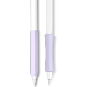 Liquid Silicone Grip for Apple Pencil, 2 Pack Ergonomic ipencil ipad Stylus Pen Grips Compatible with 1st & 2nd Generation & USB-C & Pro，Works with Squeeze Double-Tap and Wireless Charging （White