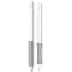 Liquid Silicone Grip for Apple Pencil, 2 Pack Ergonomic ipencil ipad Stylus Pen Grips Compatible with 1st & 2nd Generation & USB-C & Pro，Works with Squeeze Double-Tap and Wireless Charging （White