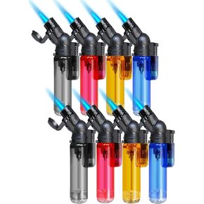 8 Pack Torch Lighter Mini Refillable Butane Lighters Single Jet Flame 45° Rotatable Torch Lighters Windproof Adjustable Butane Gas Lighter for Candle Camping Fireplace Party BBQ Grill(Without Fuel)