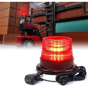 Xprite Amber/Yellow 12 LEDs Rotating Beacon Strobe Light w/Magnetic Mount, Revolving Warning Flashing Light for Emergency Caution Vehicle Snowplow Forklift Truck Tractor UTV Car Bus