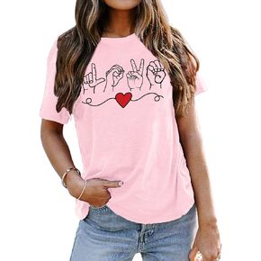 Valentines Day Shirts Women Love Sign T Shirt Love Graphic Tee Shirts Valentine Day Gifts for Her in Kuwait