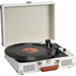 Hododou Vinyl Record Player Portable Suitcase Record Player Bluetooth USB Recording 3-Speed Turntables Built-in Speakers Belt-Driven LP Player Support AUX-in RCA Line Out Headphone Jack Audio Black
