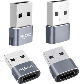 FlyCoco 16 Pack USB C to USB Adapter, USB C Female to A Male Charger Type C Converter Compatible with AirPods, iPhone 15, iPad Air, for Samsung Galaxy S31 Ultra, iWatch Series SE, MacBook - Grey