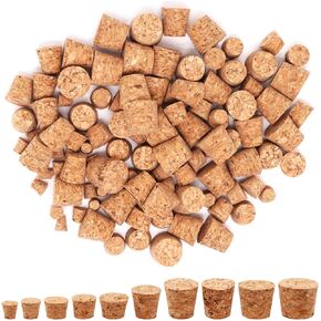 60Pcs Cork Stoppers, 5 Sizes Assortment Small Corks Tapered Cork Plugs Replacement Wooden Bottle Corks Bottle Stopper Wine Cork for Craft Jars Wine Bottles