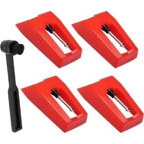 BokWin 4 Pack Record Player Needle Vinyl Needle Replacement Compatible with ION, Jenson, Crosley, Victrola, Sylvania Turntable, Phonograph LP Vinyl Player(Red and Gold）