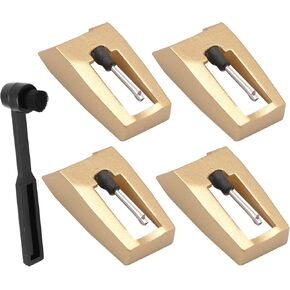 BokWin 4 Pack Record Player Needle Vinyl Needle Replacement Compatible with ION, Jenson, Crosley, Victrola, Sylvania Turntable, Phonograph LP Vinyl Player(Red and Gold）