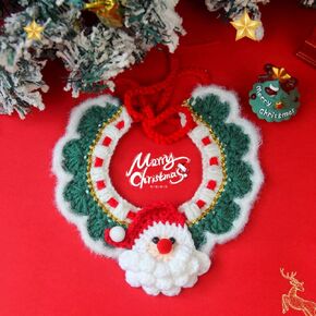 Adjustable Christmas Knit Pet Collar, Crochet GingerbreadMan Pattern for Cats, Dogs & Pets, Comfortable,Stylish,M