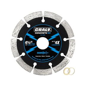 CRALY 4-1/2 Inch Ultra Thin Diamond Saw Blade for Angle Grinder, 7/8 Inch Arbor, Cutting Wheel with Segmented Rim, Wet/Dry Cutting, for Concrete, Brick, Granite, Block, Stone, Masonry, 2-pk