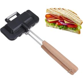 Topyond Double Sided Sandwichs Panini Maker Pan,Ridge Monkey Cooking Pans,Camping Toaster,Stovetop Griddle, for Baking and Crimp Sealing