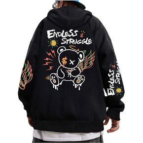 GORGLITTER Men's Slogan Graphic Hoodies Drawstring Thermal Kangaroo Pocket Sweatshirt