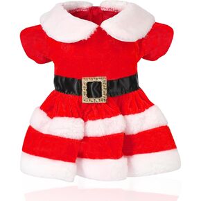Dog Santa Costume, Christmas Dog Dress & Dog Red Christmas Outfit, Santa Claus Pet Clothes, Pet Velvet Skirt Winter Outfit Dog Xmas Holiday Outfit, Red Skirt Apparel for Small Medium Dogs