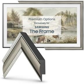 Frame My TV Deco TV Frames - Industrial Nickel Slim Frame Compatible ONLY with Samsung The Frame TV and Pro (50", Fits 2021-2025)