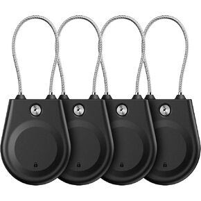 for Apple AirTag Holder, Airtag Lock Case with Wire Cable, IPX8 Waterproof, for Luggage, Key Ring Key Chain Luggage tag Backpack (4 Pack)