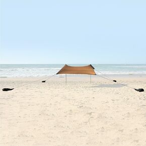 Green Elephant Beach Tent - Pop Up Beach Shade with UPF 50+ UV Protection, Easy Setup Beach Sun Shelter for Camping, Fishing, Backyard & Picnic, Gold Brown