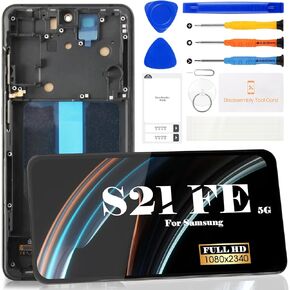 Incell for Samsung Galaxy S21 FE 5G LCD Screen for Samsung Galaxy S21 FE 5G SM-G990 Display Touch Digitizer Assembly Repair Parts Kits with Frame(Black)