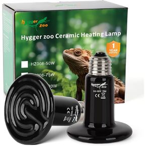 2 Pack 100W Reptile Heat Lamp Bulb Ceramic Heat Emitter for Reptiles,Chicken, Dog, Cat,Pet Brooder Coop No Light Emitting Heat Lamp for Amphibian Pet Bearded Dragon Turtle Snake, Lizard