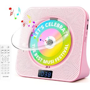 Desktop CD Player with Speakers, ROADOM Bluetooth CD Player with Hi-Fi Stereo Sound, Remote Control, Supports CD/Bluetooth/FM Radio/USB/AUX/Timer/Repeat