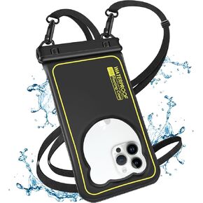 IP68 Floating Waterproof Phone Pouch, Waterproof Phone Case for iPhone 15 14 13 12 11 Pro Max Samsung Google, Float Dry Bag with Adjustable Lanyard, Up to 7.0'' Black