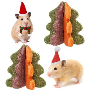 Hamster Chew Toys - 2 Pack Christmas Tree Shape Chew Treats Molar Snack Teeth Grinding Toys for Syrian Dwarf Hamsters Gerbils Mice Rat Small Animal Cage Accessories (2 Pack, Christmas Tree Shape)
