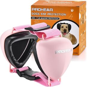PROHEAR Ungrade Gel Pads Dog Ear Muffs Hearing Protection for Dogs, NRR 28dB for Thunder, Hunting, Tourism,Medium - Pink