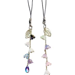 SIGZKK Y2K Aesthetic Phone Charms, Lily of the Valley Flower Butterfly Gold Fish Pendants, Cute Phone Charm Strap Accessories for Phone Bag Keychain Airpods Camera Decor Pins for backpacks