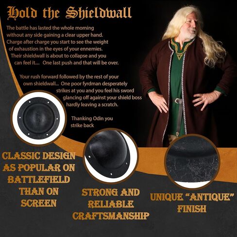 Mythrojan Hand Forged Viking LARP Shield BOSS Umbo عملي بالكامل وجاهز للمعركة، 7.4 بوصة in Kuwait