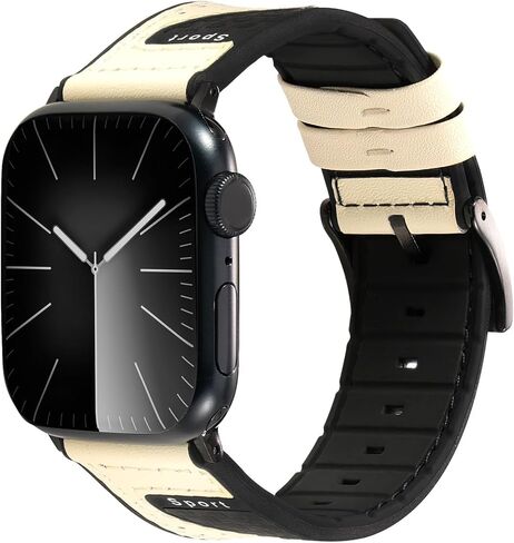 Band Compatible with Apple Watch Band 38mm 40mm 41mm 42mm 44mm 45mm 49mm,Top Leather Silicone Sports Band Wristband for iWatch Ultra SE Series 9/8/7/6/5/4/3/2/1 in Saudi Arabia