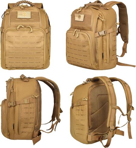 حقيبة ظهر تكتيكية عسكرية سعة 40 لتر للرجال، حقيبة ظهر للعمل من Molle EDC للمشي لمسافات طويلة، حزمة هجوم للجيش 3 أيام وحقيبة للحشرات مع حجرة المثانة المائية (05-كاكي) in Kuwait